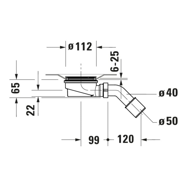 Duravit Duschwannenablauf Ablaufdurchmesser 9cm, Abgang waagerecht