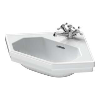 Duravit Eck-Handwaschbecken 1930 59,5x45cm, m HL, ÜL, Hahnlochbank, weiß