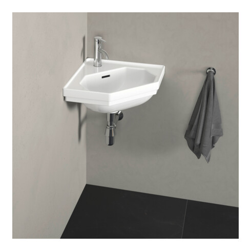 Duravit Eck-Handwaschbecken 1930 59,5x45cm, m HL, ÜL, Hahnlochbank, weiß