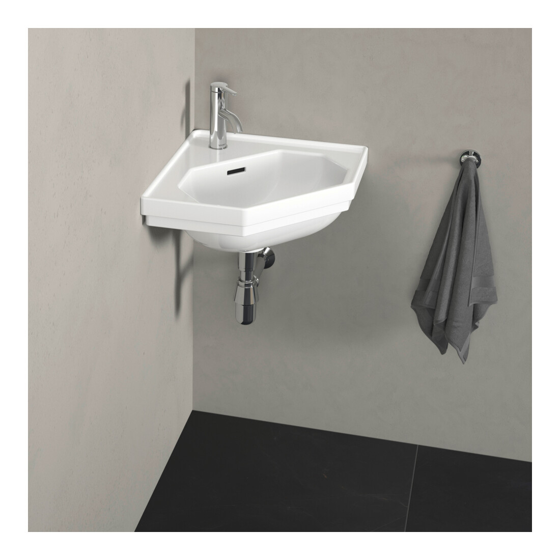 Duravit Eck-Handwaschbecken 1930 59,5x45cm, m HL, ÜL, Hahnlochbank, weiß