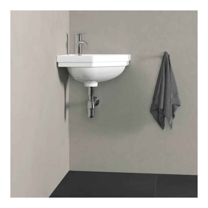 Duravit Eck-Handwaschbecken 1930 59,5x45cm, m HL, ÜL, Hahnlochbank, weiß