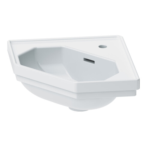 Duravit Eck-Handwaschbecken 1930 59,5x45cm, m HL, ÜL, Hahnlochbank, weiß