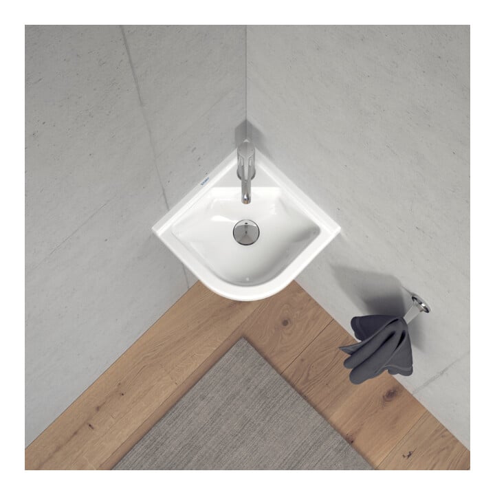 Duravit Eck-Handwaschbecken Starck 3 43x38cm, m HL, ÜL, Hahnlochbank, weiß