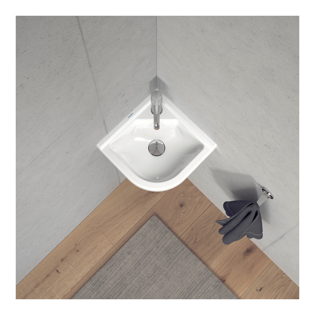 Duravit Eck-Handwaschbecken Starck 3 43x38cm, m HL, ÜL, Hahnlochbank, weiß