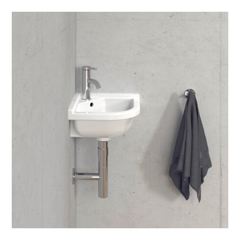 Duravit Eck-Handwaschbecken Starck 3 43x38cm, m HL, ÜL, Hahnlochbank, weiß