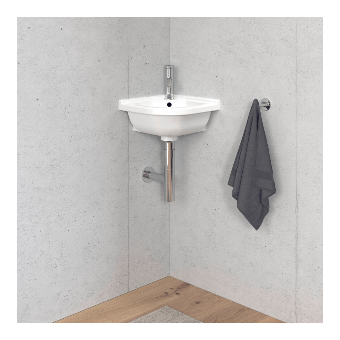 Duravit Eck-Handwaschbecken Starck 3 43x38cm, m HL, ÜL, Hahnlochbank, weiß