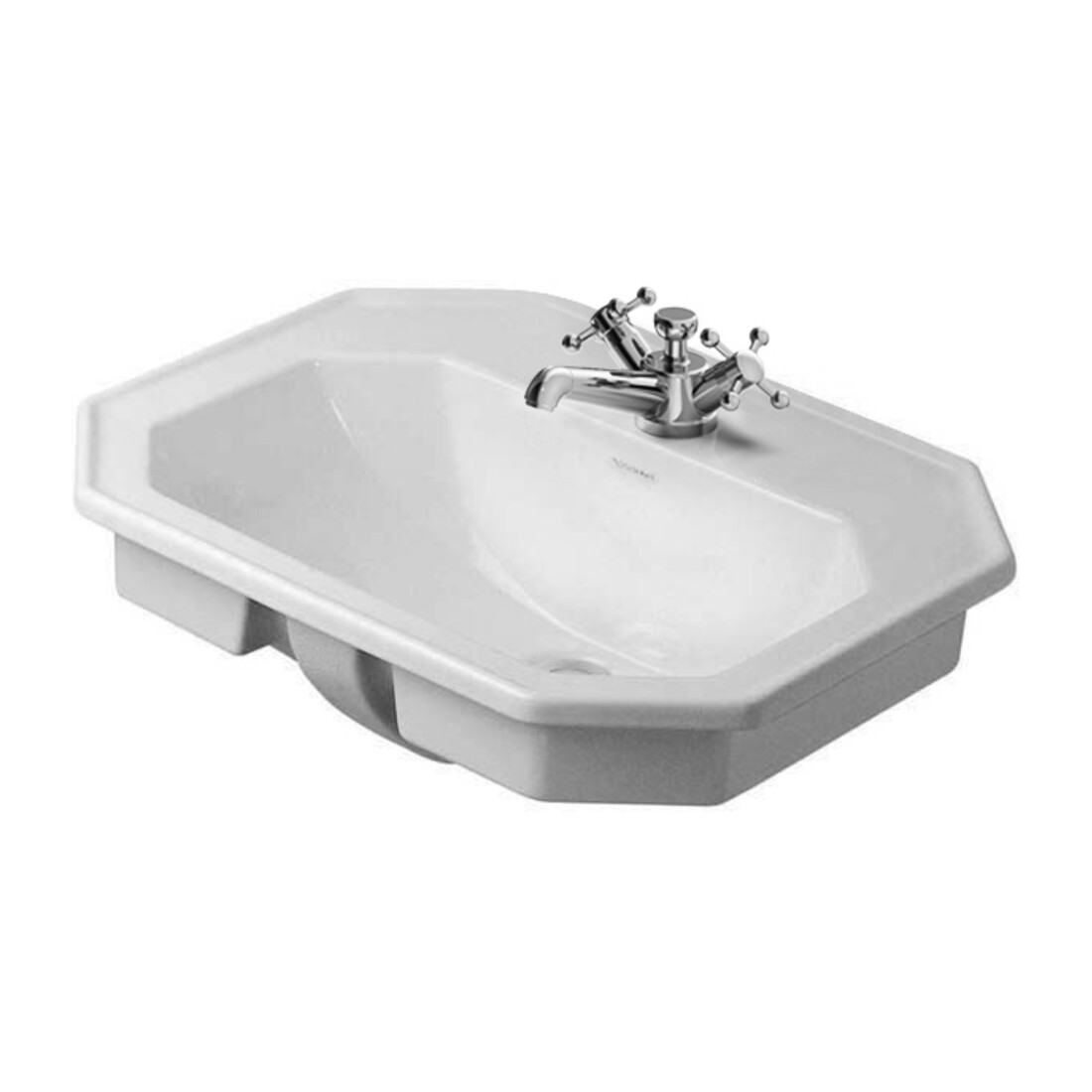 Duravit Einbauwaschtisch 1930 58x47cm, EB v ob, m HL, ÜL, HLB, weiß
