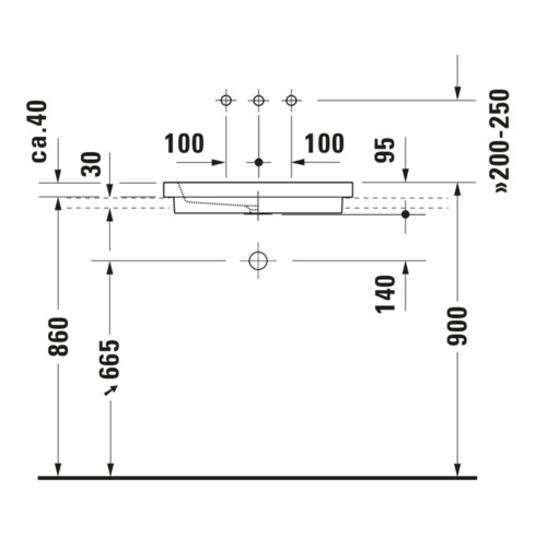 Duravit Einbauwaschtisch 2nd floor 58x41,5cm, Einb. v o, o HL, ÜL, HLB, we