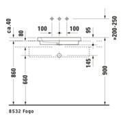 Duravit Einbauwaschtisch 2nd floor 58x41,5cm, Einb. v o, o HL, ÜL, HLB, we-5