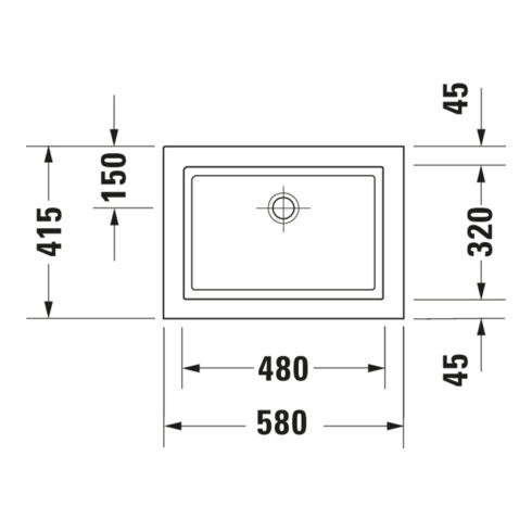 Duravit Einbauwaschtisch 2nd floor 58x41,5cm, Einb. v o, o HL, ÜL, HLB, we