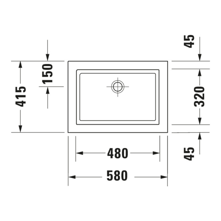 Duravit Einbauwaschtisch 2nd floor 58x41,5cm, Einb. v o, o HL, ÜL, HLB, we
