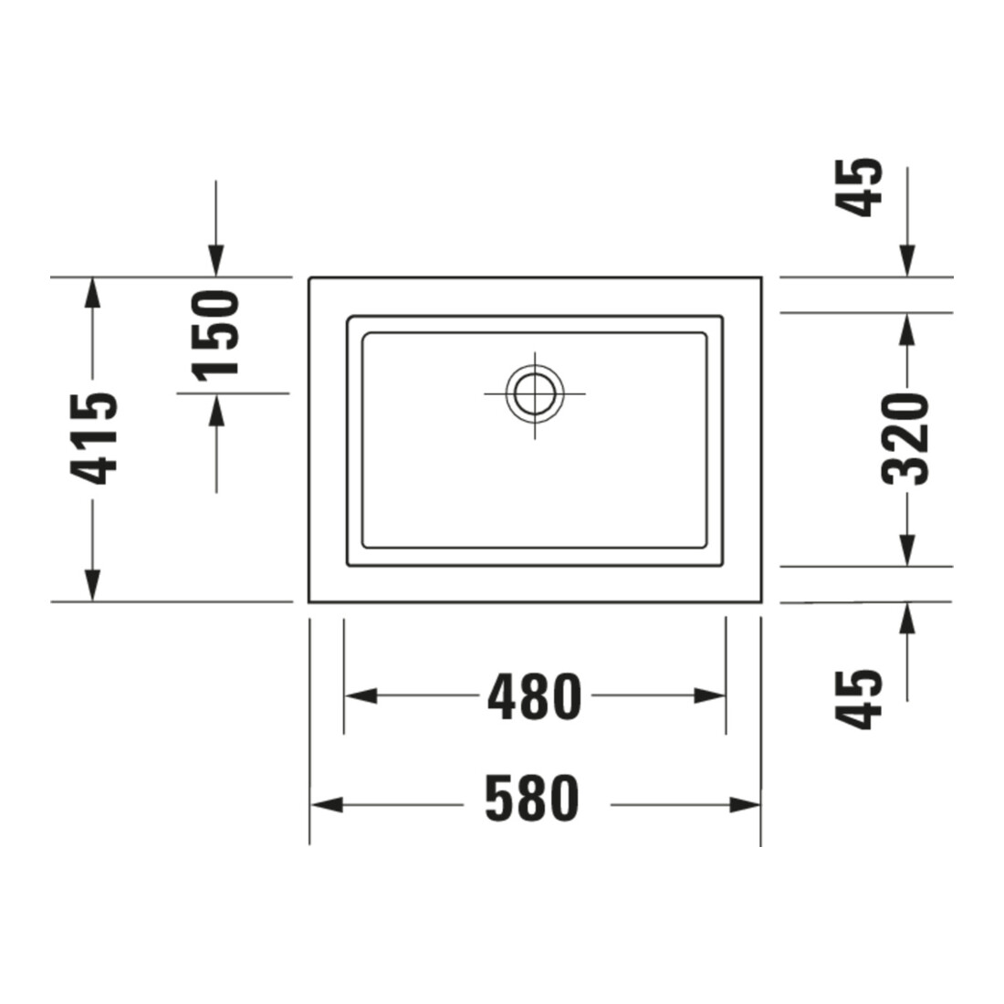Duravit Einbauwaschtisch 2nd floor 58x41,5cm, Einb. v o, o HL, ÜL, HLB, we