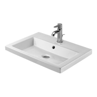 Duravit Einbauwaschtisch 2ND FLOOR mit Überlauf, Hahnlochbank, 600 x 430 mm, 1 Hahnloch Innenbecken weiß