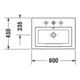 Duravit Einbauwaschtisch 2ND FLOOR mit Überlauf, Hahnlochbank, 600 x 430 mm, 1 Hahnloch Innenbecken weiß-5