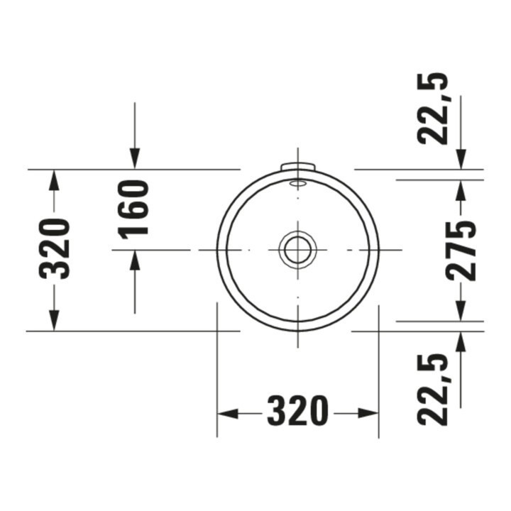 Duravit Einbauwaschtisch Architec d 27,5cm, we, EB v unt, o. HL, HLB, m ÜL