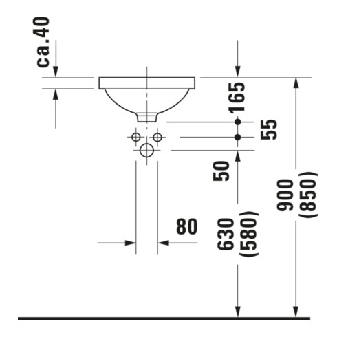 Duravit Einbauwaschtisch Architec d 32,5cm, we, EB v unt, o. HL, HLB, m ÜL