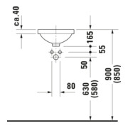 Duravit Einbauwaschtisch Architec d 32,5cm, we, EB v unt, o. HL, HLB, m ÜL-5