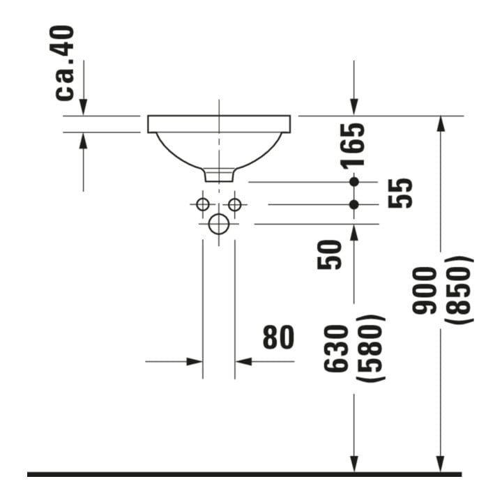 Duravit Einbauwaschtisch Architec d 32,5cm, we, EB v unt, o. HL, HLB, m ÜL