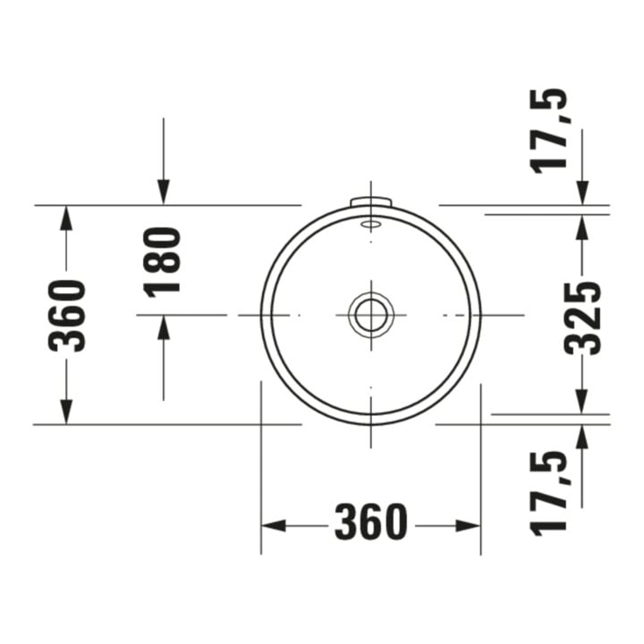 Duravit Einbauwaschtisch Architec d 32,5cm, we, EB v unt, o. HL, HLB, m ÜL