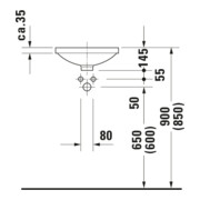Duravit Einbauwaschtisch Architec d 37,5cm, EB v unt, o. HL, ÜL u. HLB, we-4