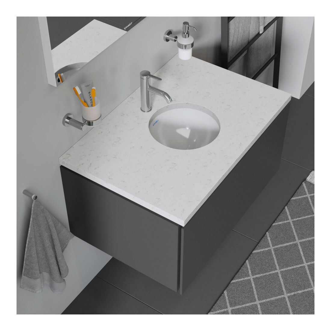 Duravit Einbauwaschtisch Architec d 37,5cm, EB v unt, o. HL, ÜL u. HLB, we