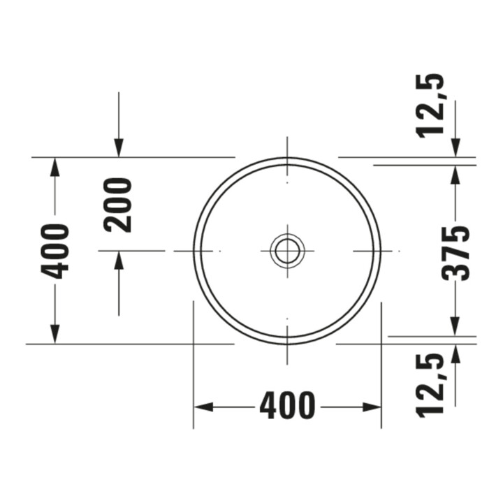Duravit Einbauwaschtisch Architec d 37,5cm, EB v unt, o. HL, ÜL u. HLB, we
