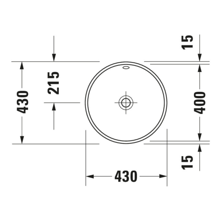 Duravit Einbauwaschtisch Architec d 40cm, EB v unt, o. HL, HLB, m ÜL, weiß