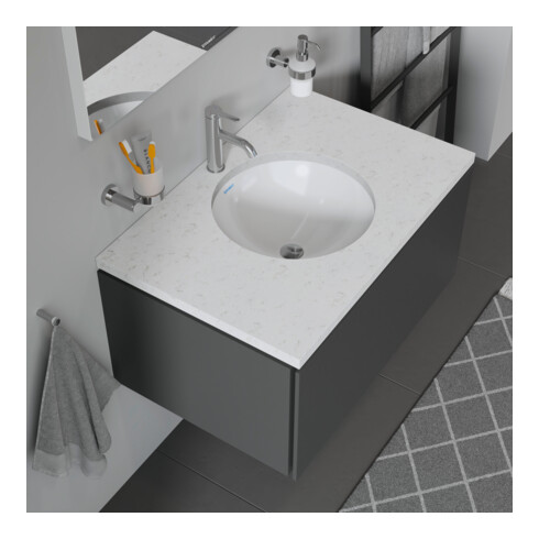 Duravit Einbauwaschtisch Architec d 40cm, EB v unt, o. HL, HLB, m ÜL, weiß