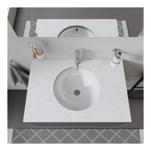 Duravit Einbauwaschtisch Architec d 40cm, EB v unt, o. HL, HLB, m ÜL, weiß
