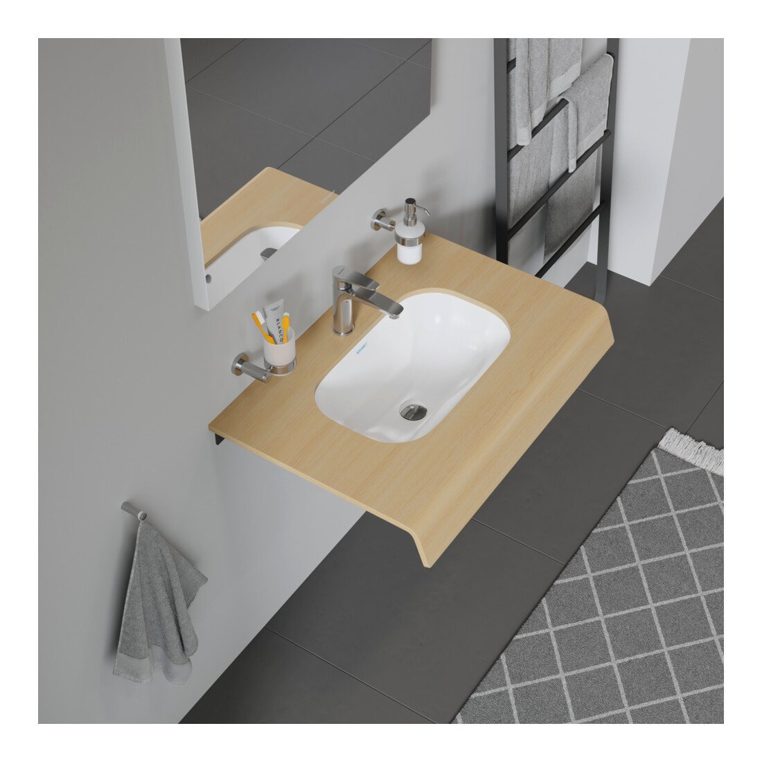 Duravit Einbauwaschtisch D-Code 49,5x29cm, EB v u, o HL, HL, m ÜL, we.