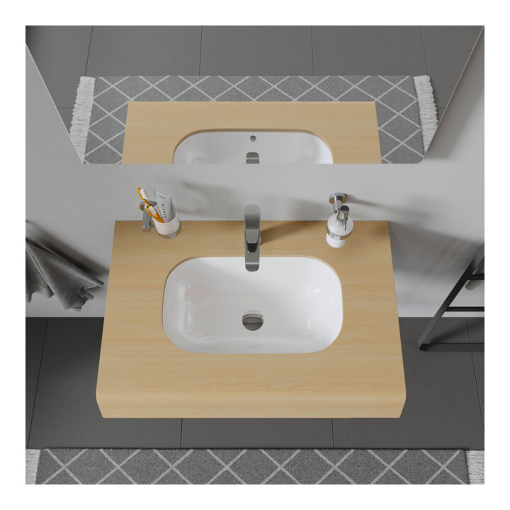 Duravit Einbauwaschtisch D-Code 49,5x29cm, EB v u, o HL, HL, m ÜL, we.