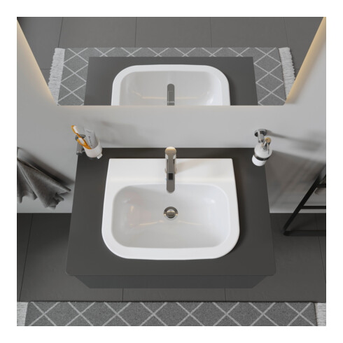 Duravit Einbauwaschtisch D-Code 54,5x43,5cm, EB v o, m HL, Ü, HL, we.