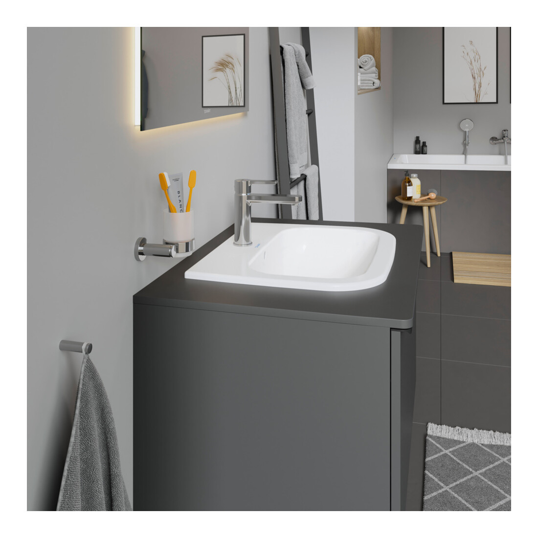 Duravit Einbauwaschtisch D-Code 54,5x43,5cm, EB v o, m HL, Ü, HL, we.