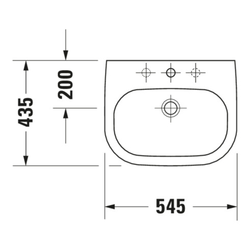 Duravit Einbauwaschtisch D-Code 54,5x43,5cm, EB v o, m HL, Ü, HL, we.