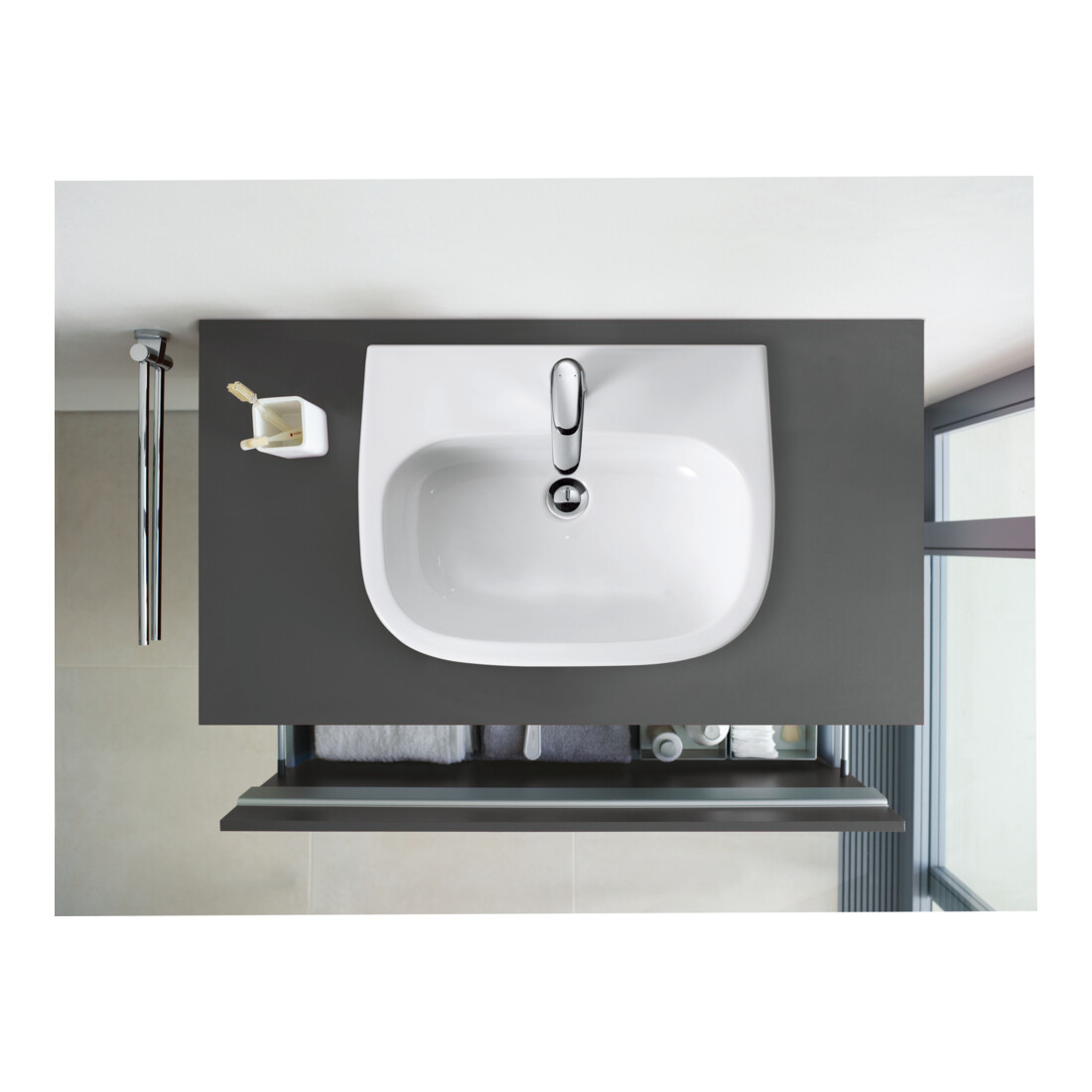 Duravit Einbauwaschtisch D-Code 54,5x43,5cm, EB v o, m HL, Ü, HL, we.