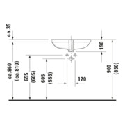 Duravit Einbauwaschtisch D-Code 55x40cm, EB v unt, o. HL, HLB, m ÜL, we-4