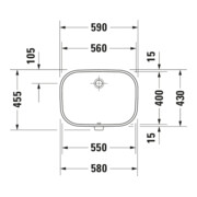 Duravit Einbauwaschtisch D-Code 55x40cm, EB v unt, o. HL, HLB, m ÜL, we-5