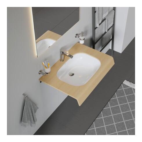 Duravit Einbauwaschtisch D-Code 55x40cm, EB v unt, o. HL, HLB, m ÜL, we
