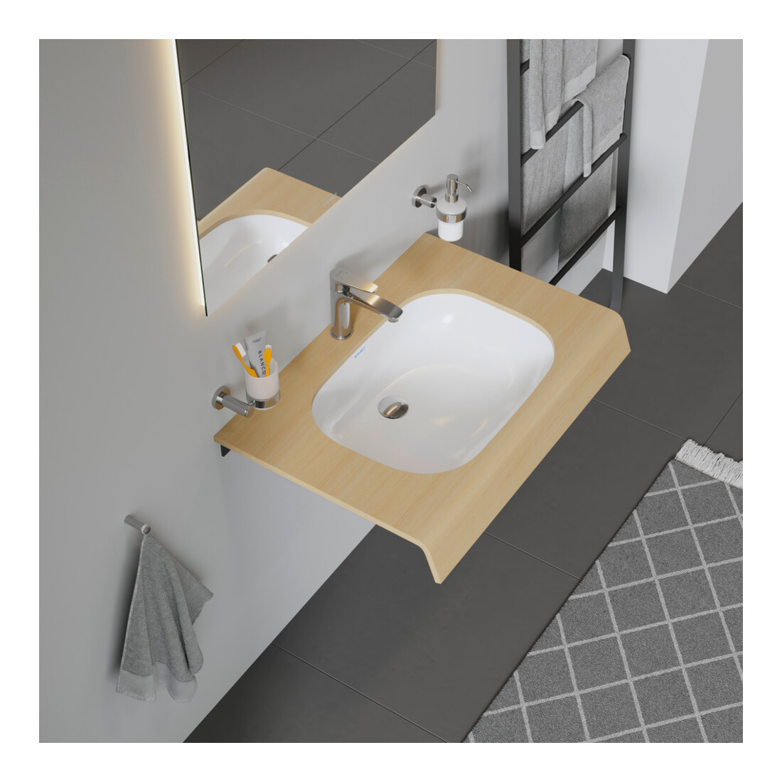 Duravit Einbauwaschtisch D-Code 55x40cm, EB v unt, o. HL, HLB, m ÜL, we