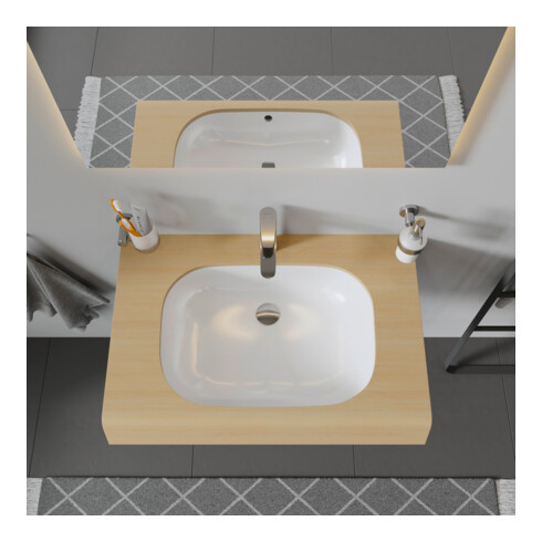 Duravit Einbauwaschtisch D-Code 55x40cm, EB v unt, o. HL, HLB, m ÜL, we