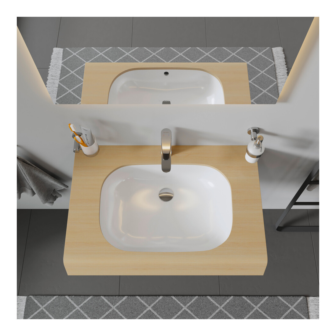 Duravit Einbauwaschtisch D-Code 55x40cm, EB v unt, o. HL, HLB, m ÜL, we