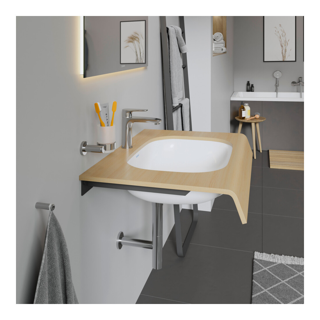 Duravit Einbauwaschtisch D-Code 55x40cm, EB v unt, o. HL, HLB, m ÜL, we