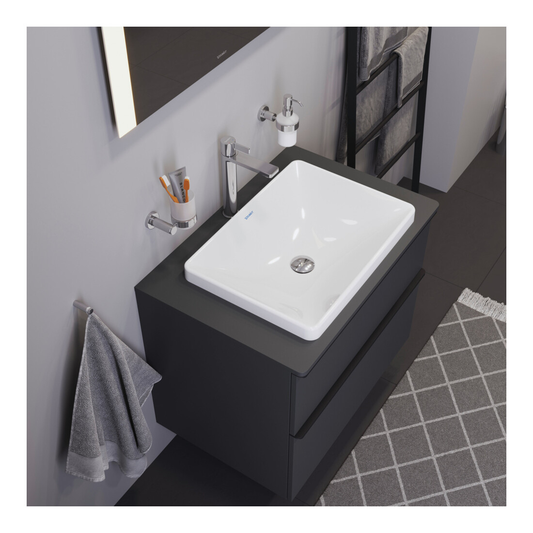 Duravit Einbauwaschtisch D-Neo 60x44cm, EB v ob, o. HL, HLB, ÜL, weiß