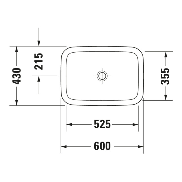 Duravit Einbauwaschtisch DuraStyle 60x43cm, Einb. v o, o HL, ÜL, HLB, weiß