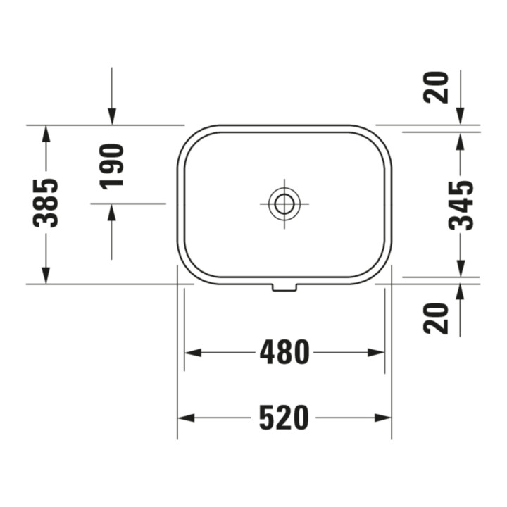 Duravit Einbauwaschtisch Happy D.2 48x34,5cm, EB v u, o. HL, HLB, m ÜL, we