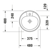 Duravit Einbauwaschtisch Manua d 48, Einb. v o, m HL, ÜL, HLB, weiß-4