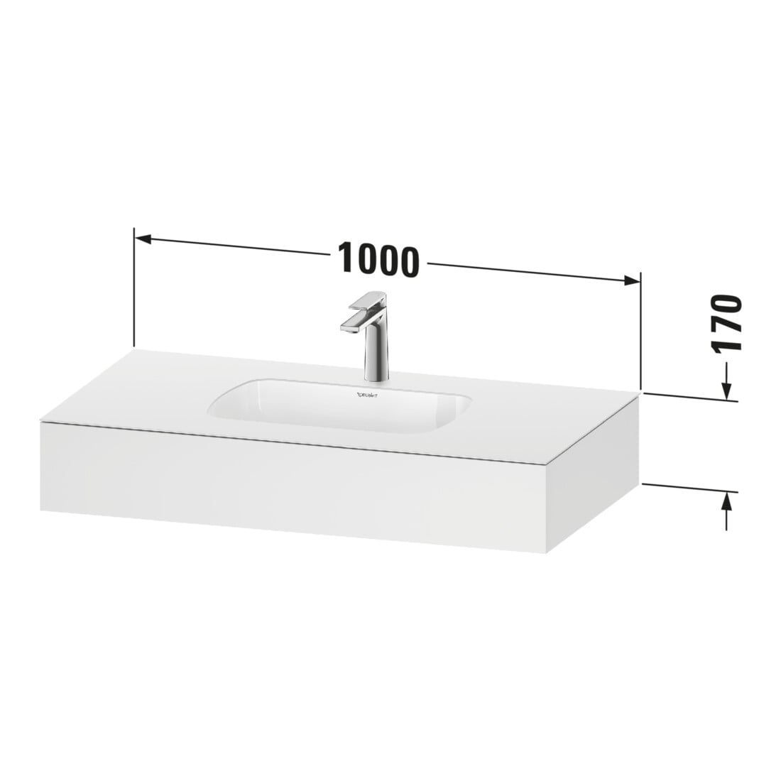 Duravit Einbauwaschtisch-Möbel-Set Qatego 100x55x17cm, T m, m K, 1 Ausschn, m ÜL