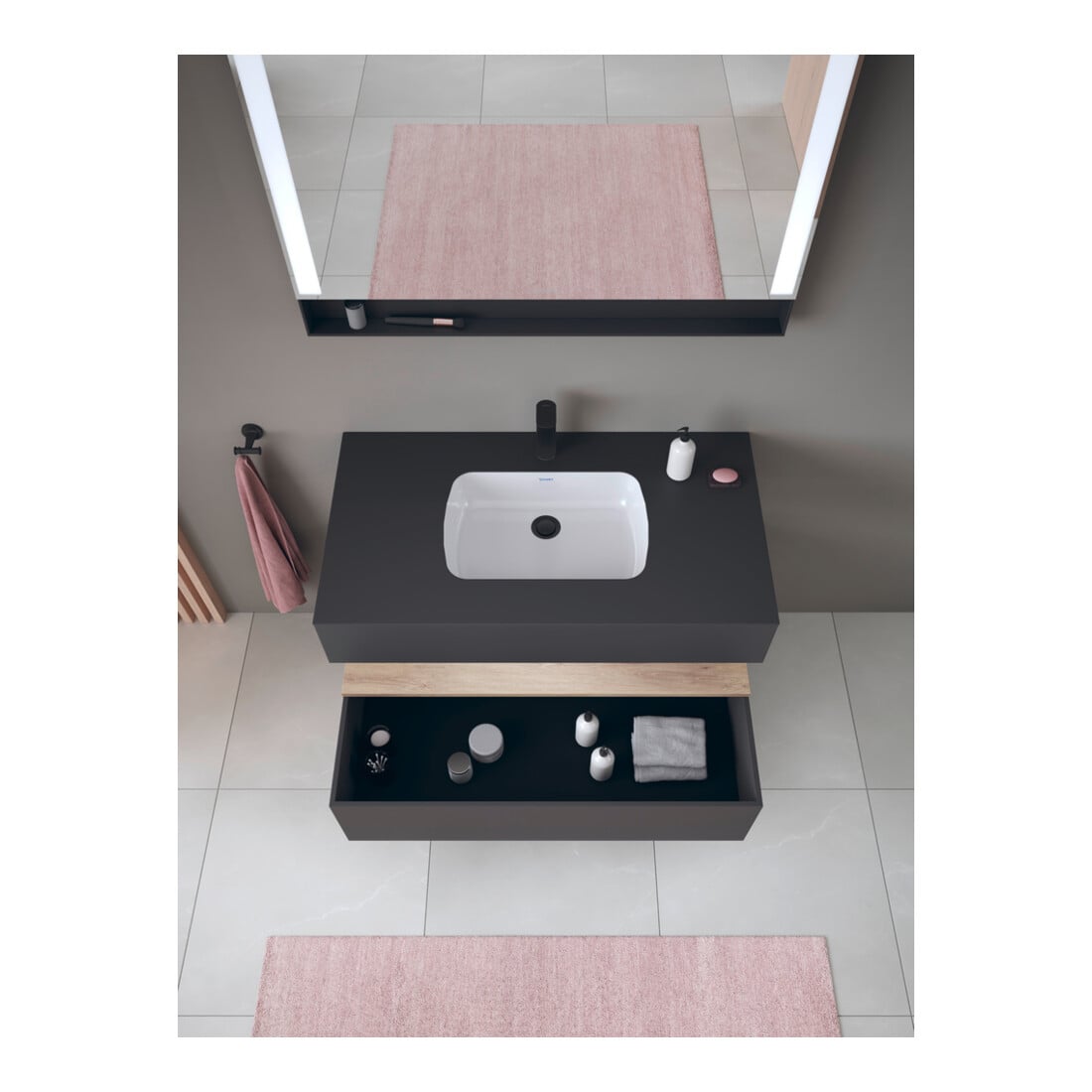 Duravit Einbauwaschtisch-Möbel-Set Qatego 100x55x60cm, E Ma/Gra m, Kon-WTU, B