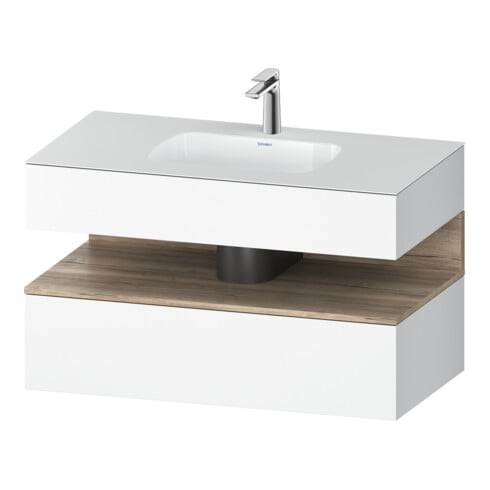 Duravit Einbauwaschtisch-Möbel-Set Qatego 100x55x60cm, E Marmor/w ma, Konsolen-Waschtischunterbau