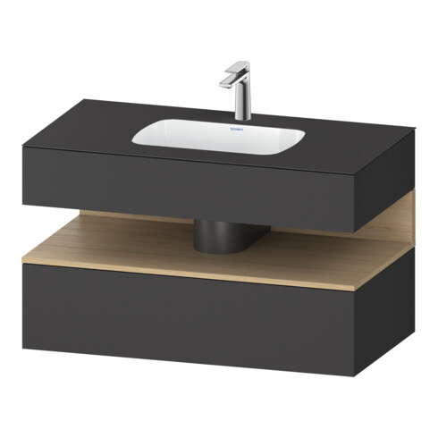 Duravit Einbauwaschtisch-Möbel-Set Qatego 100x55x60cm, E nat/grap ma, Konsolen-Waschtischunterbau